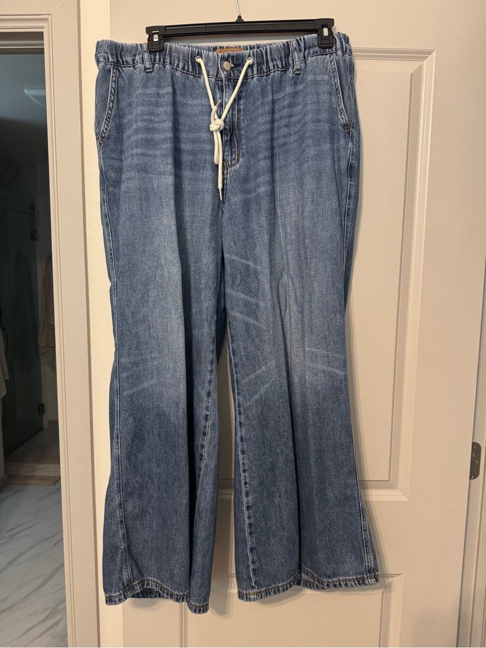 Judy Blue Light Blue Drawstring Waist Wide-Leg Jeans